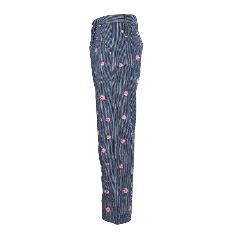 Striped Ribbed Shirt & Trousers Set - Grey with Pink Floral Print view