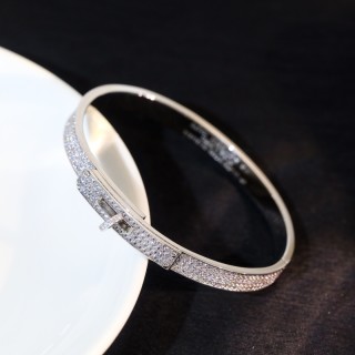 Hermès Kelly Full Diamond Bangle Bracelet - Silver view 2