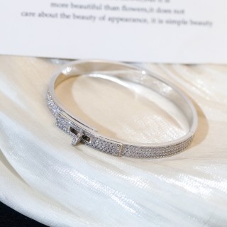 Hermès Kelly Full Diamond Bangle Bracelet - Silver view 3
