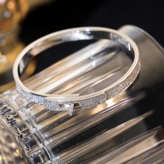 Hermès Kelly Full Diamond Bangle Bracelet - Silver view 4