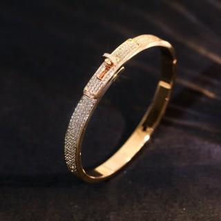 Hermès Kelly Full Diamond Bangle Bracelet - Silver view 6