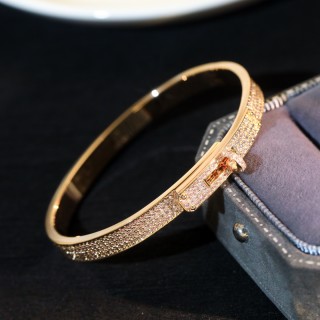 Hermès Kelly Full Diamond Bangle Bracelet - Silver view 9