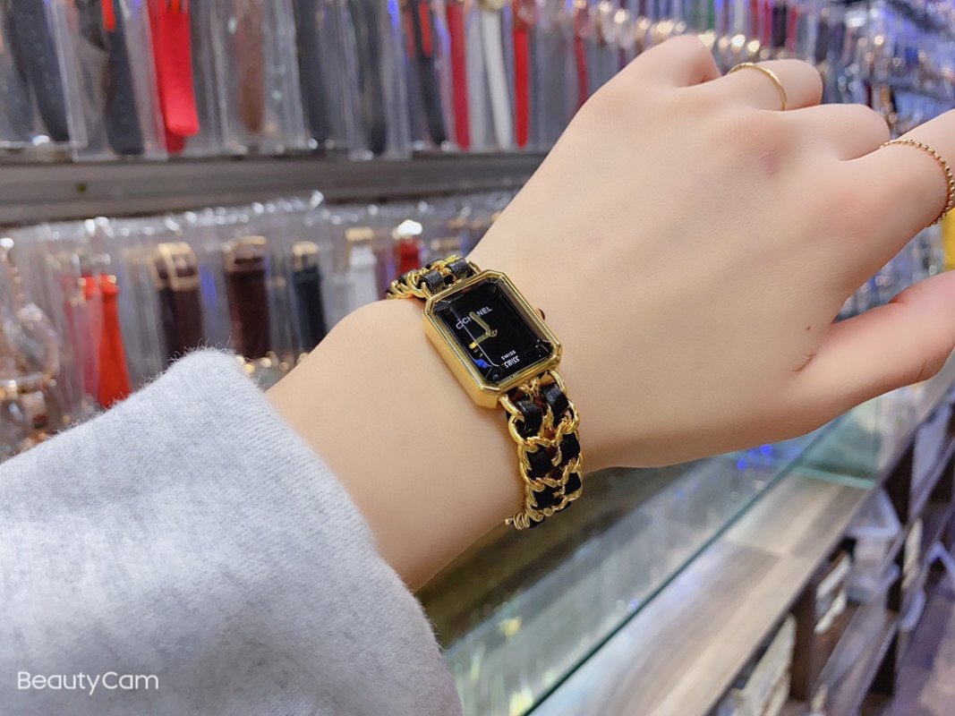 Chanel Premiere Black Dial Gold Chain Watch