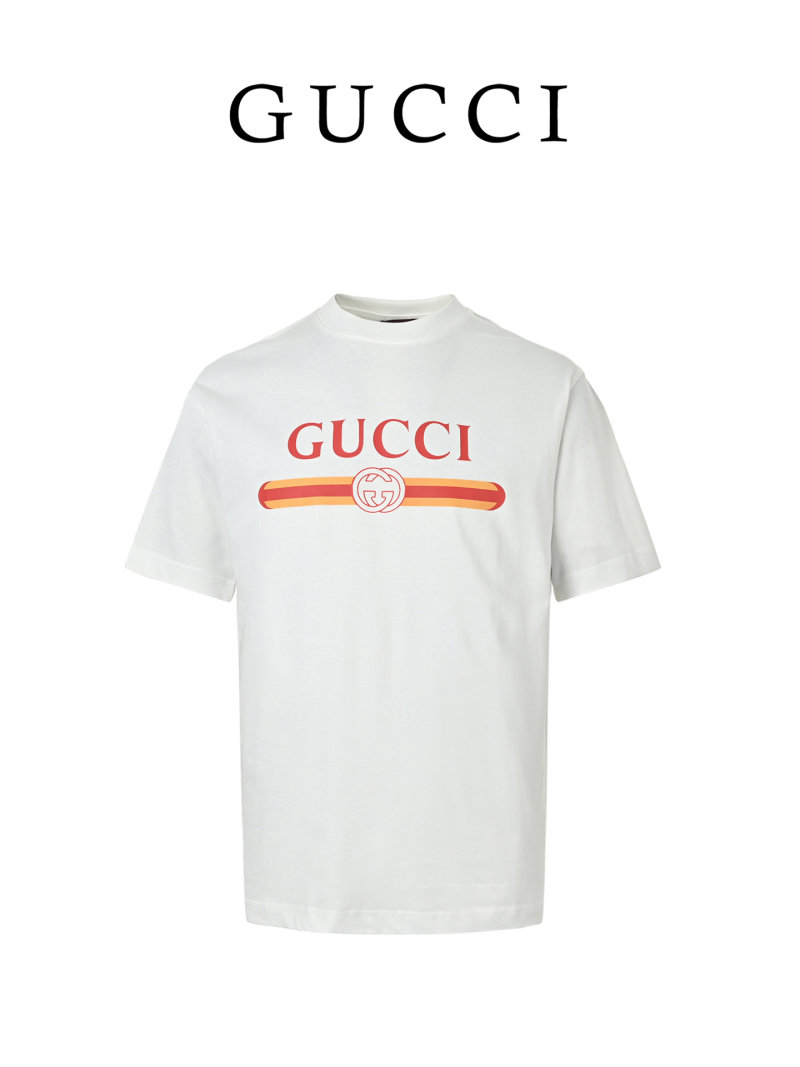 Gucci Logo Red Stripe White T-Shirt view