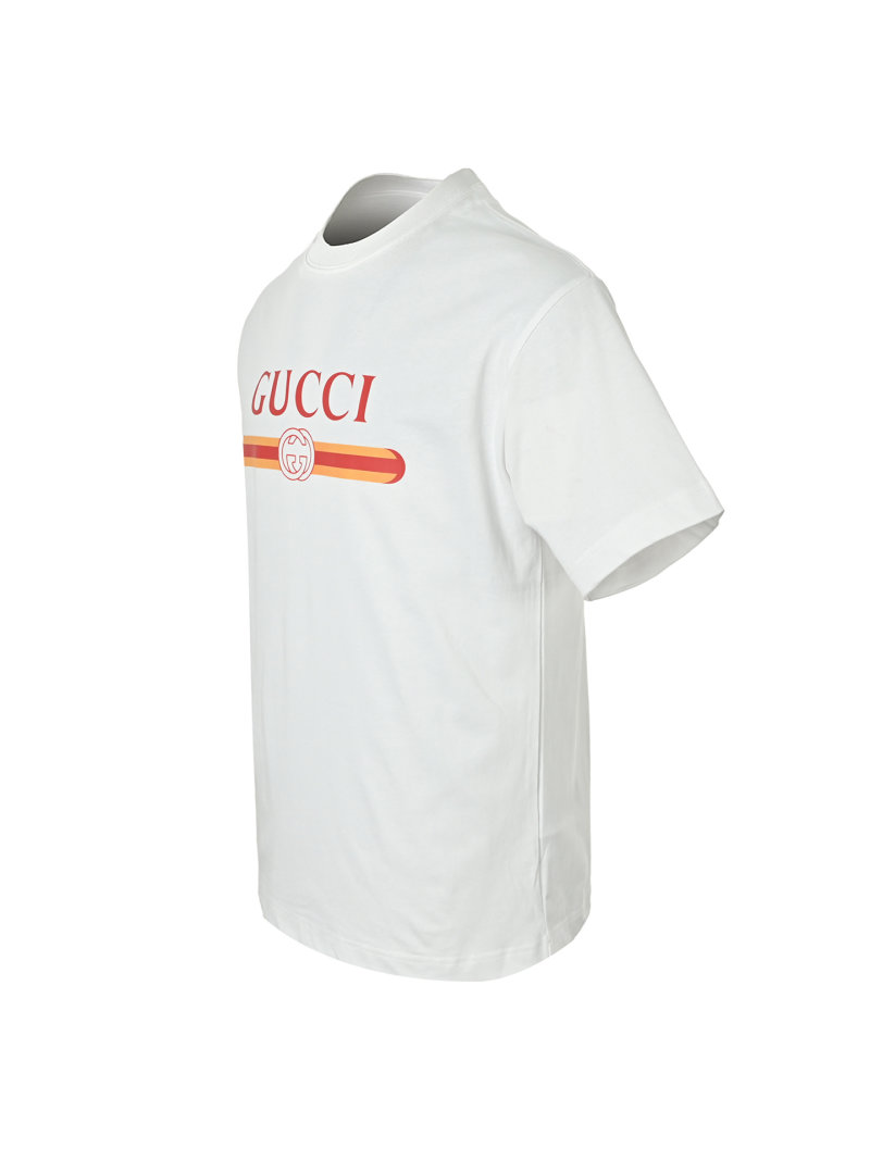 Gucci Logo Red Stripe White T-Shirt view