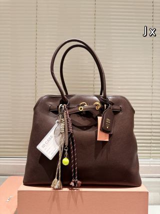 Miu Miu Shell Tote Bag Cognac Leather view 2