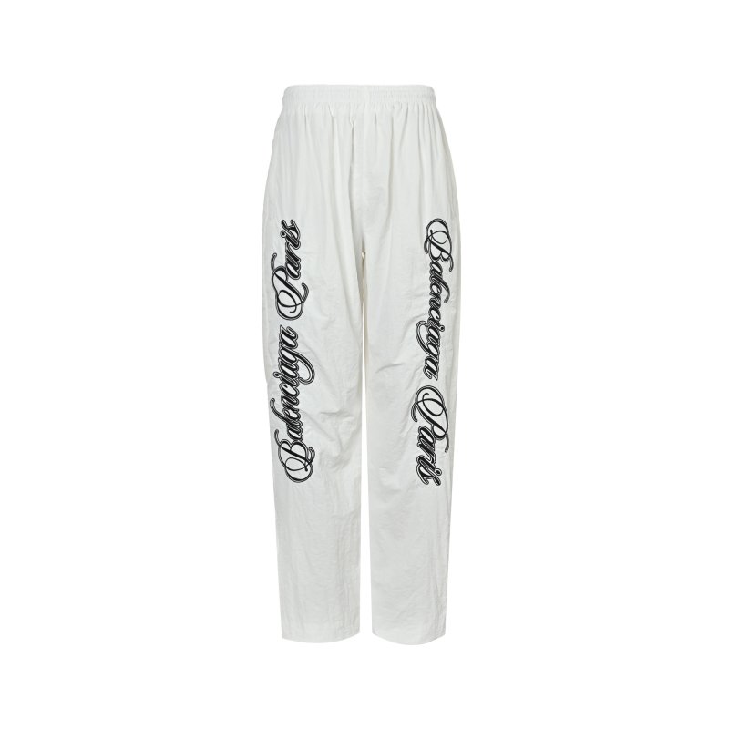 White Wide-Leg Graphic Print Pants view