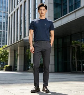 Navy Blue Minimalist Short Sleeve T-Shirt view 2