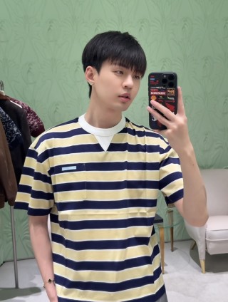 Navy & Cream Striped Oversized Short Sleeve T-Shirt view 2