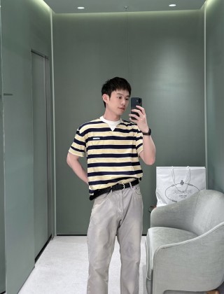 Navy & Cream Striped Oversized Short Sleeve T-Shirt view 3