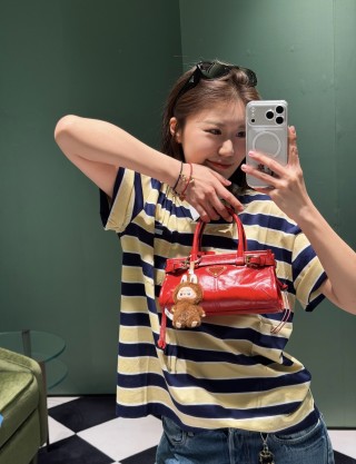 Navy & Cream Striped Oversized Short Sleeve T-Shirt view 6