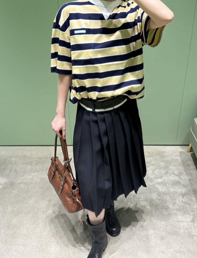 Navy & Cream Striped Oversized Short Sleeve T-Shirt view