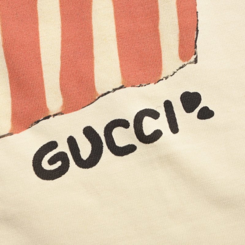 Calvin Klein Cream Graphic Print T-Shirt with Red Striped Detail view