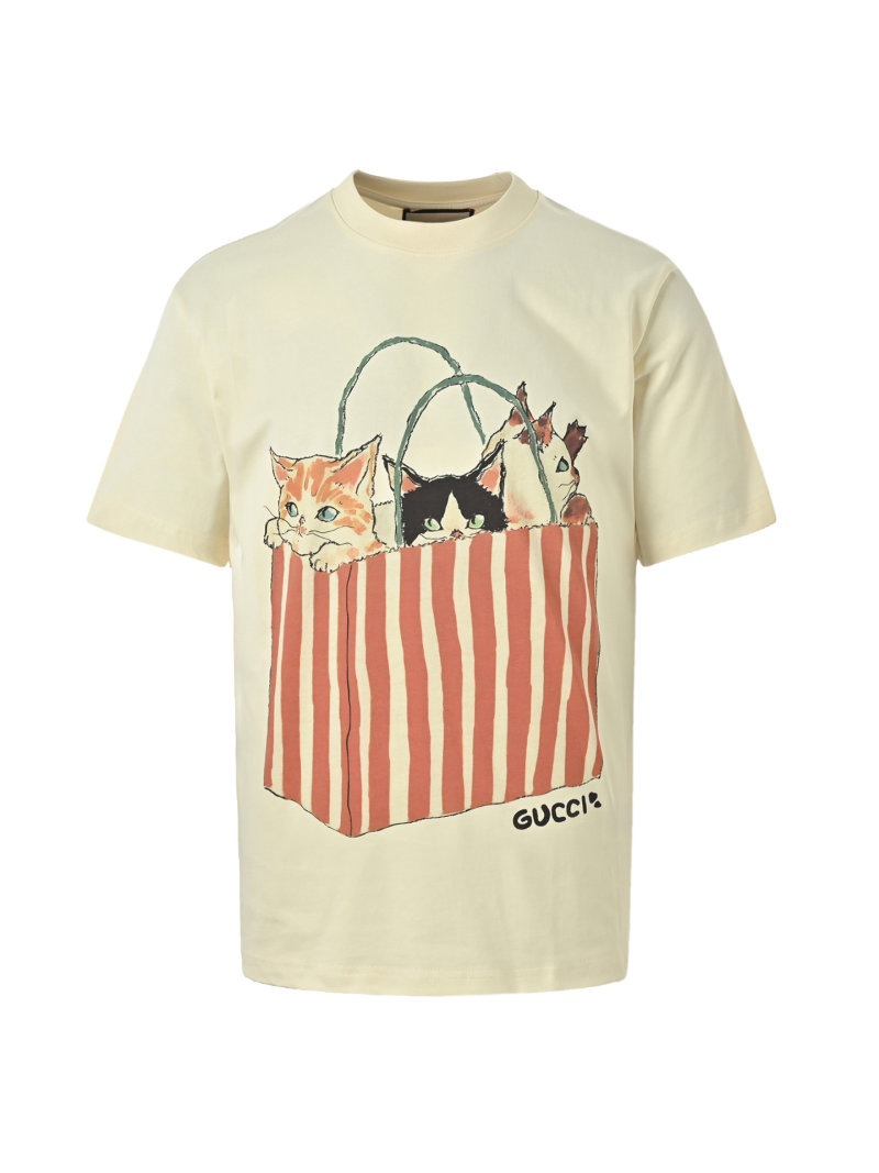 Calvin Klein Cream Graphic Print T-Shirt with Red Striped Detail view