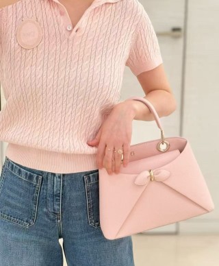 Women's Pink Ribbed Short Sleeve T-Shirt view 3