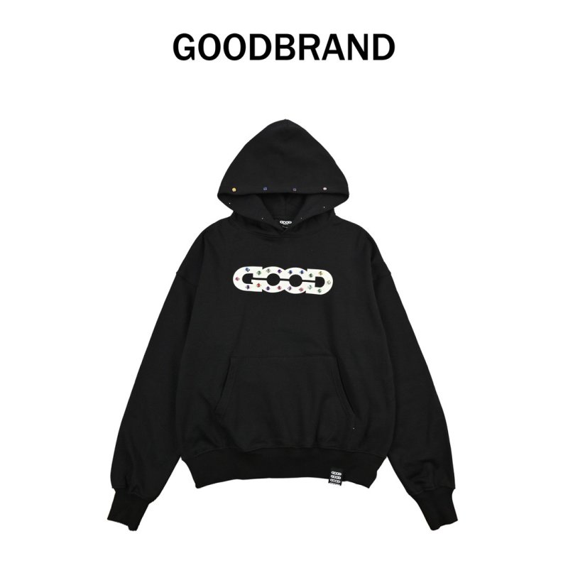 Black Graphic Hoodie with Chain Print view