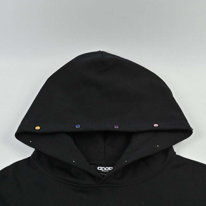 Black Graphic Hoodie with Chain Print view