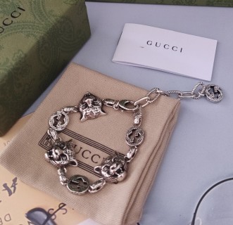 Gucci Tiger Head Chain Bracelet Silver view 7