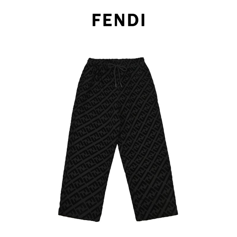 Fendi FF Monogram Black Wide-Leg Pants view