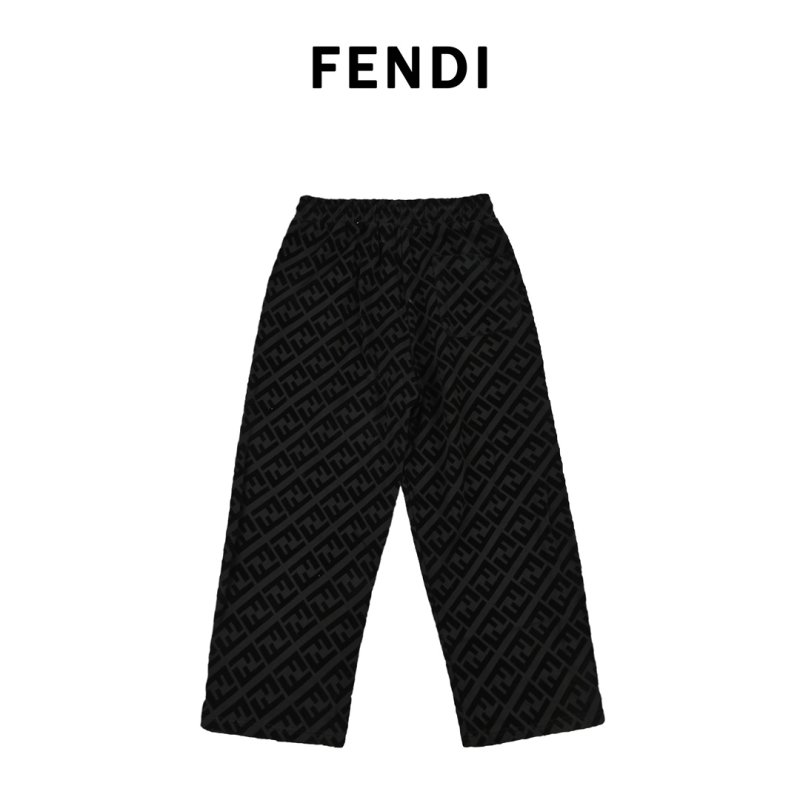 Fendi FF Monogram Black Wide-Leg Pants view