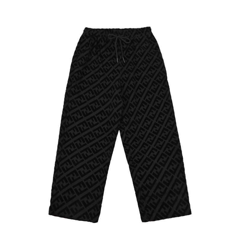 Fendi FF Monogram Black Wide-Leg Pants view