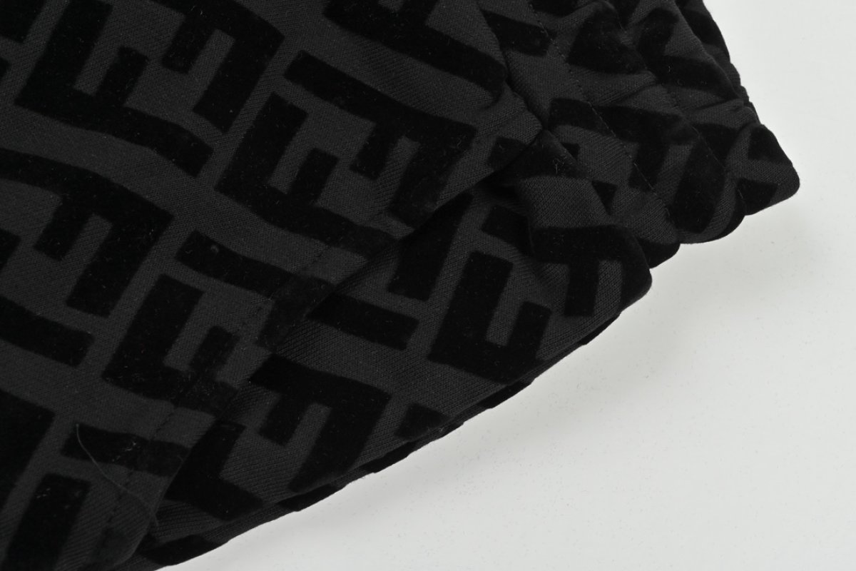 Fendi FF Monogram Black Wide-Leg Pants view