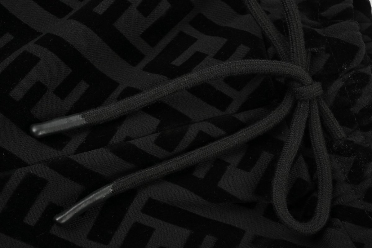 Fendi FF Monogram Black Wide-Leg Pants view