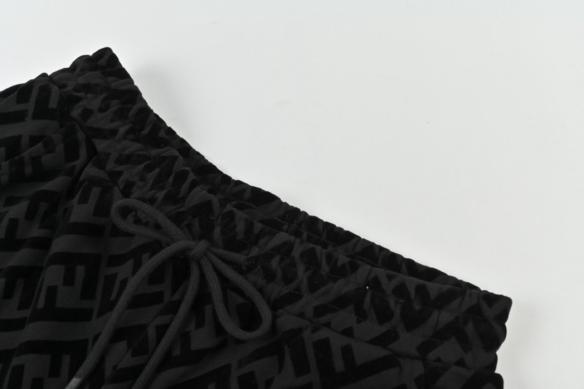 Fendi FF Monogram Black Wide-Leg Pants view
