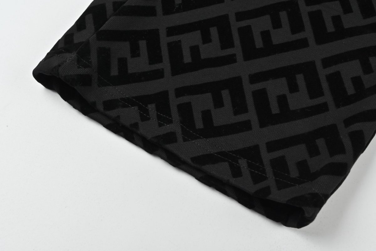 Fendi FF Monogram Black Wide-Leg Pants view