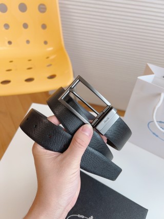 Prada Black Saffiano Leather Belt 35mm