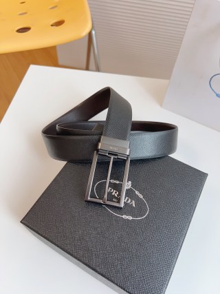 Prada Black Saffiano Leather Belt 35mm view 2