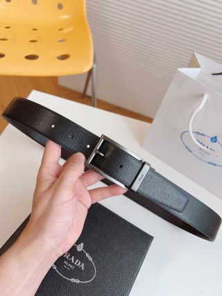 Prada Black Saffiano Leather Belt 35mm view 3