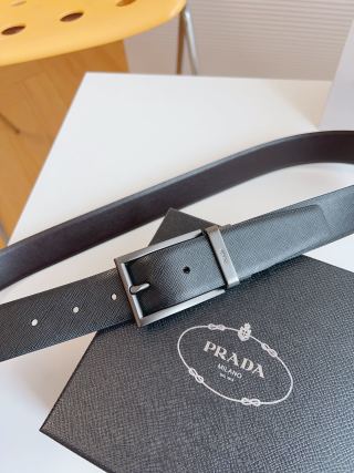 Prada Black Saffiano Leather Belt 35mm view 4