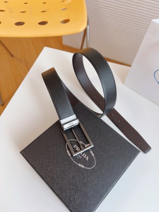 Prada Black Saffiano Leather Belt 35mm view 5