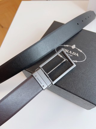 Prada Black Saffiano Leather Belt 35mm view 8