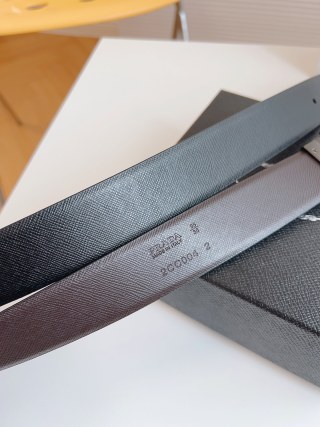 Prada Black Saffiano Leather Belt 35mm view 9