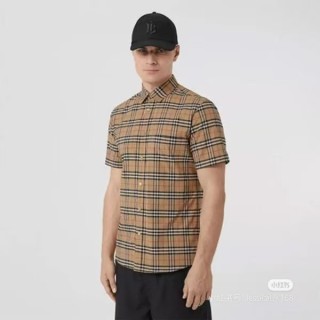 Burberry Beige Check Short-Sleeve Button-Up Shirt view 2