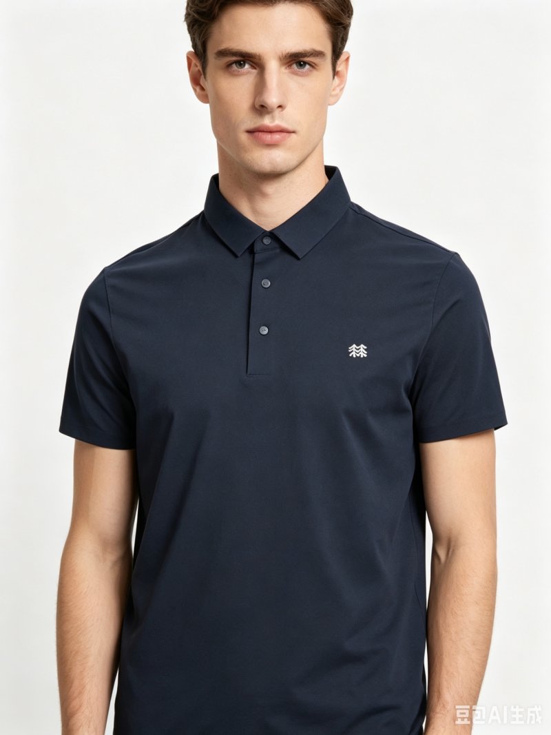Navy Short Sleeve Polo Shirt with Tree Logo