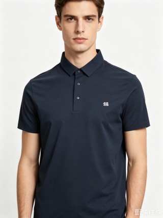 Navy Short Sleeve Polo Shirt with Tree Logo