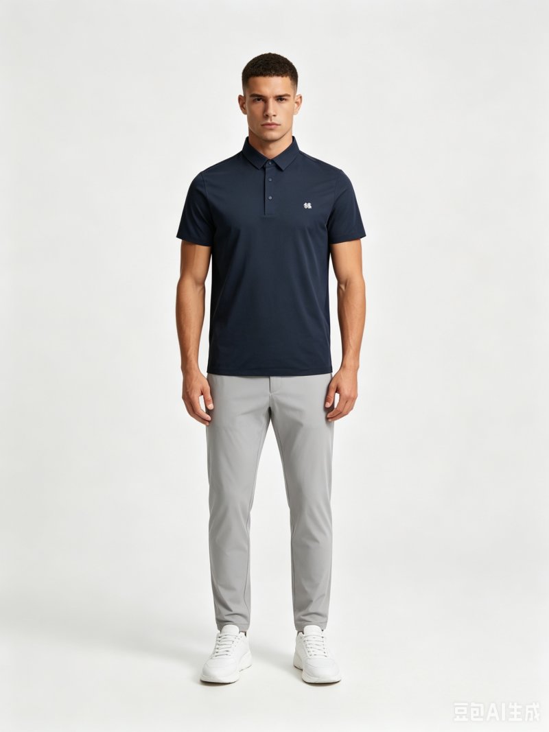 Navy Short Sleeve Polo Shirt with Tree Logo view