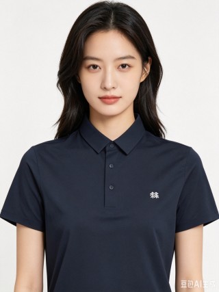 Navy Short Sleeve Polo Shirt with Tree Logo view 3