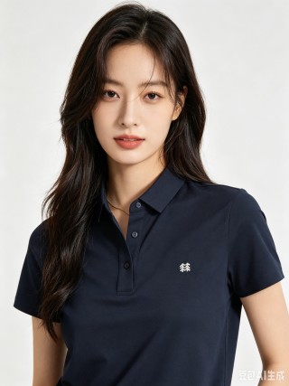Navy Short Sleeve Polo Shirt with Tree Logo view 4