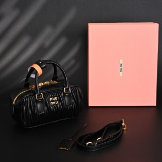 Miu Miu Matelassé Bowling Bag Black