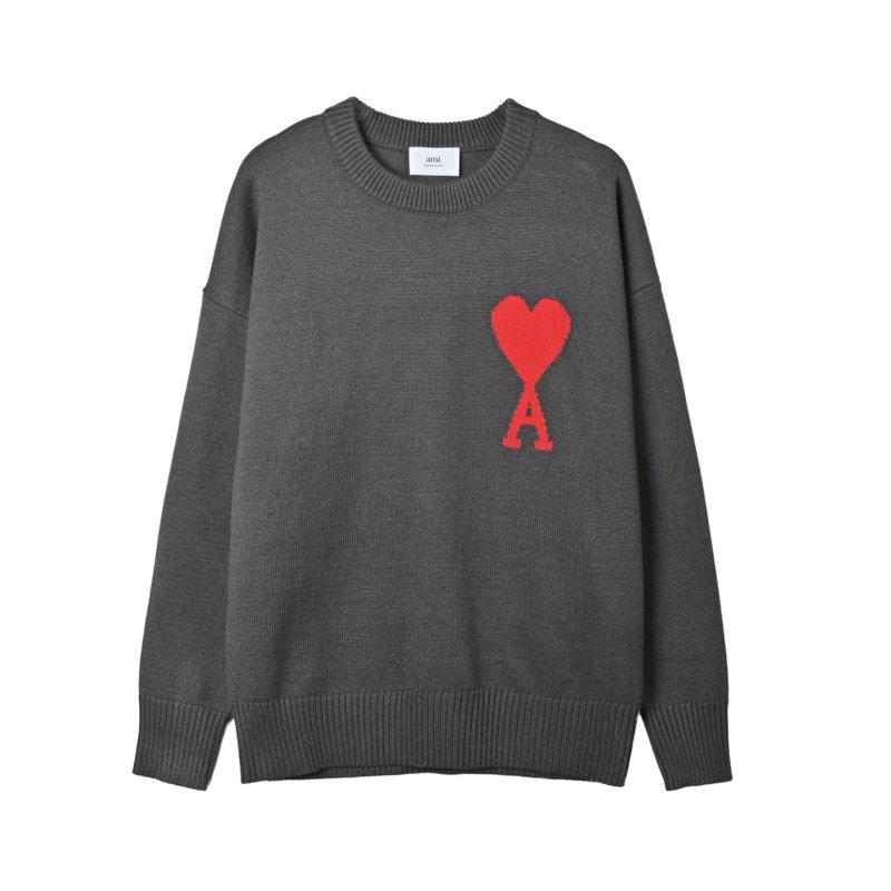 Charcoal Grey Wool Blend Cardigan with Red Logo Embroidery view