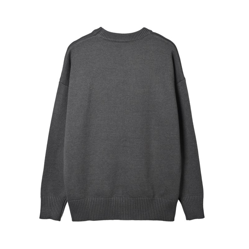 Charcoal Grey Wool Blend Cardigan with Red Logo Embroidery view