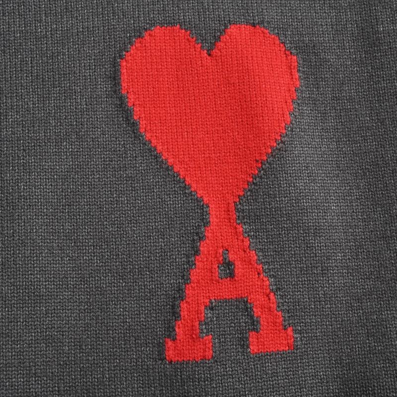 Charcoal Grey Wool Blend Cardigan with Red Logo Embroidery view