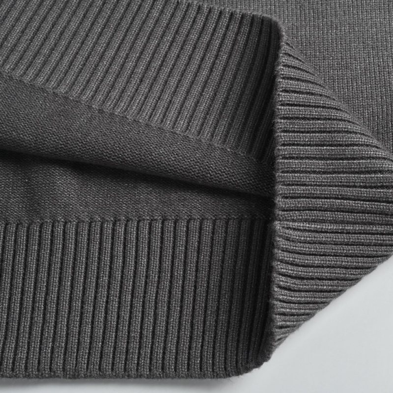 Charcoal Grey Wool Blend Cardigan with Red Logo Embroidery view