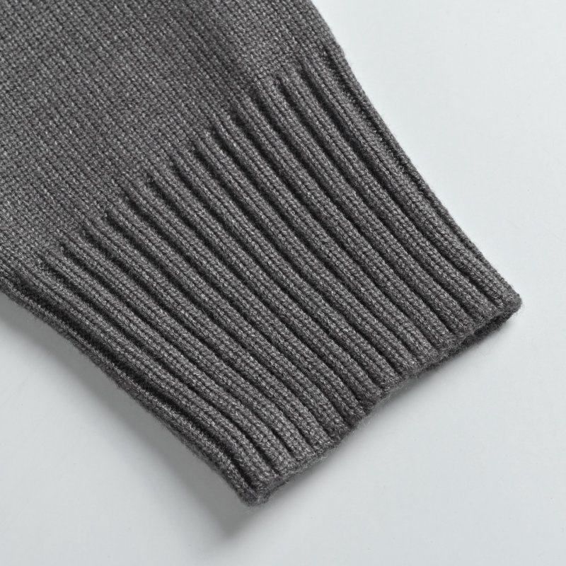Charcoal Grey Wool Blend Cardigan with Red Logo Embroidery view