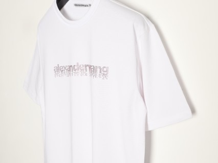 Alexander Wang Rhinestone Logo White T-Shirt view 3