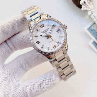 Longines Conquest Classic White Dial Diamond Bezel Watch